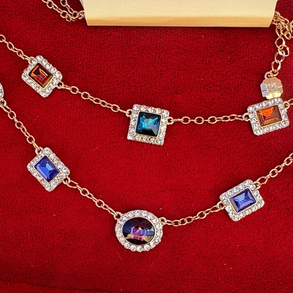 NEW Monet Gold Multi-Color Gemstone Necklace